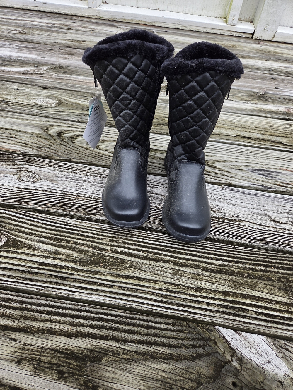 Totes Women's Black Faux Fur Lined Mid-Calf Snow Boots
